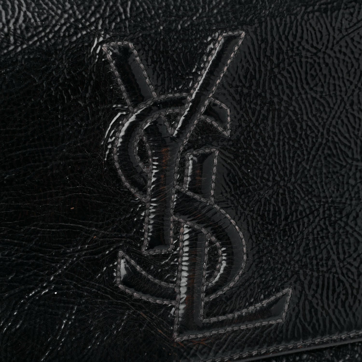 Saint Laurent Textured Patent Monogram Large Belle De Jour Clutch Black 16 of 18
