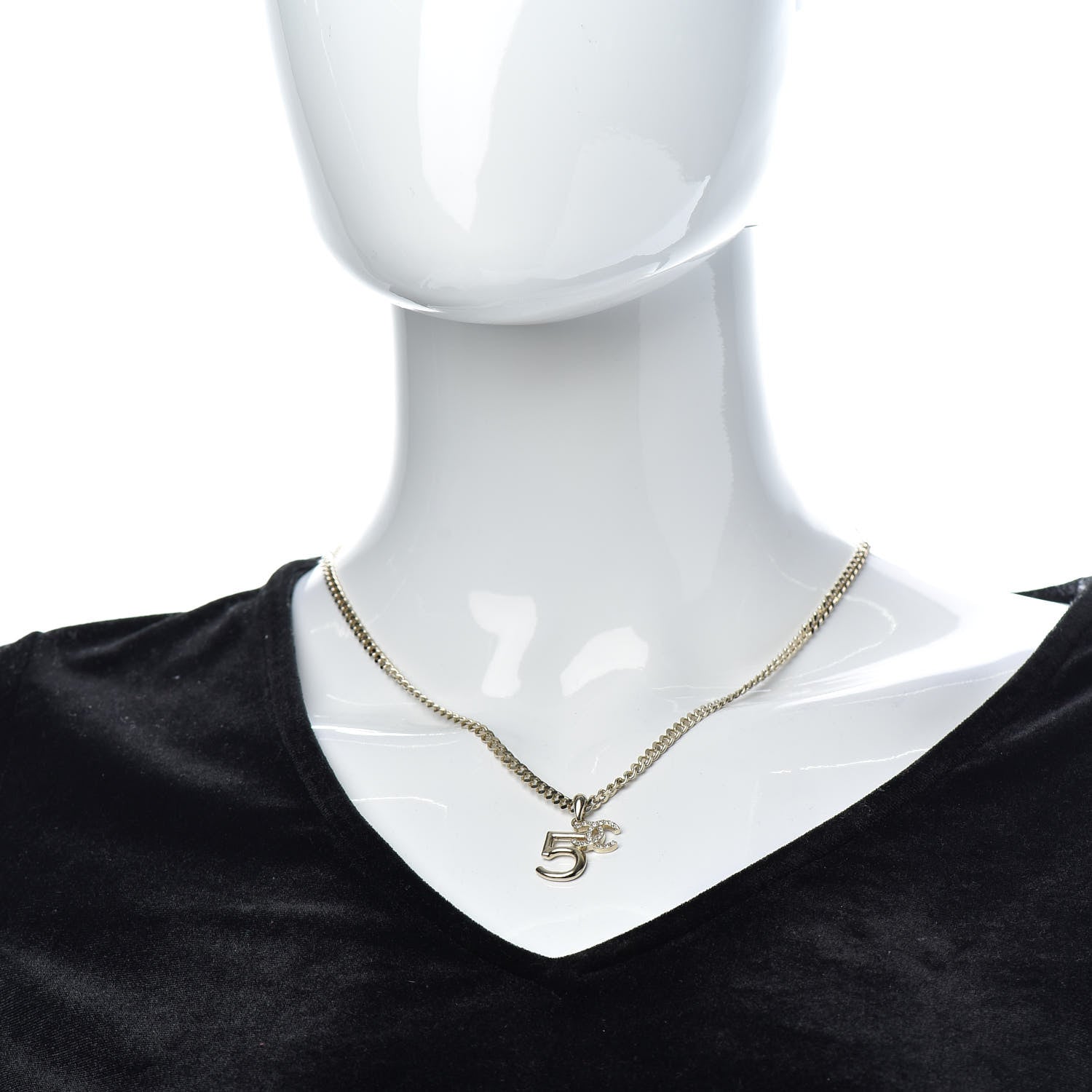 Chanel Crystal CC No.5 Necklace Gold 2 of 5