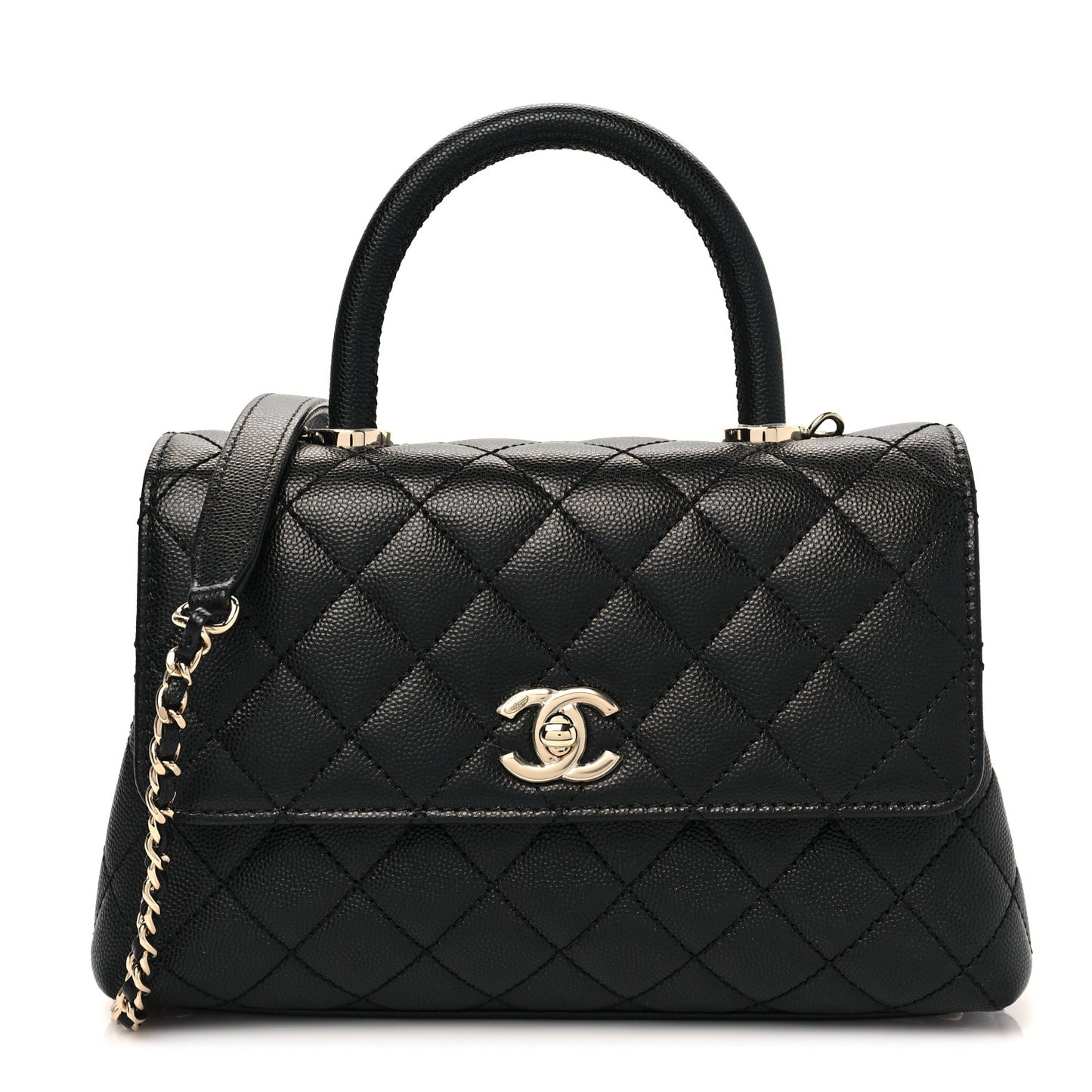 Caviar Quilted Mini Coco Handle Flap Black