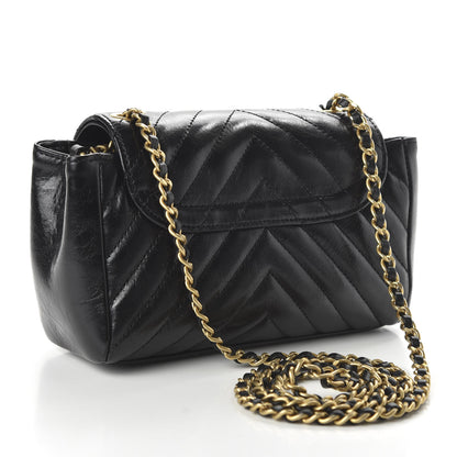 Chanel Glazed Calfskin Chevron Quilted Small Hampton Flap Black 3 of 11