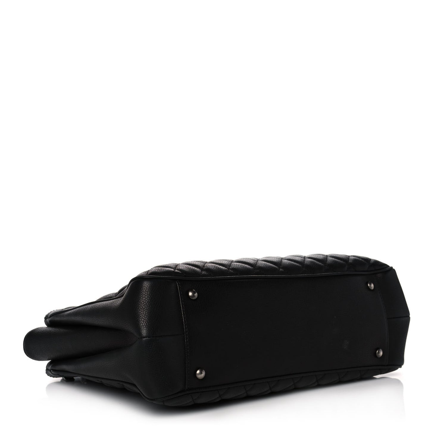 Caviar Quilted Medium Rock In Rome Tote Black