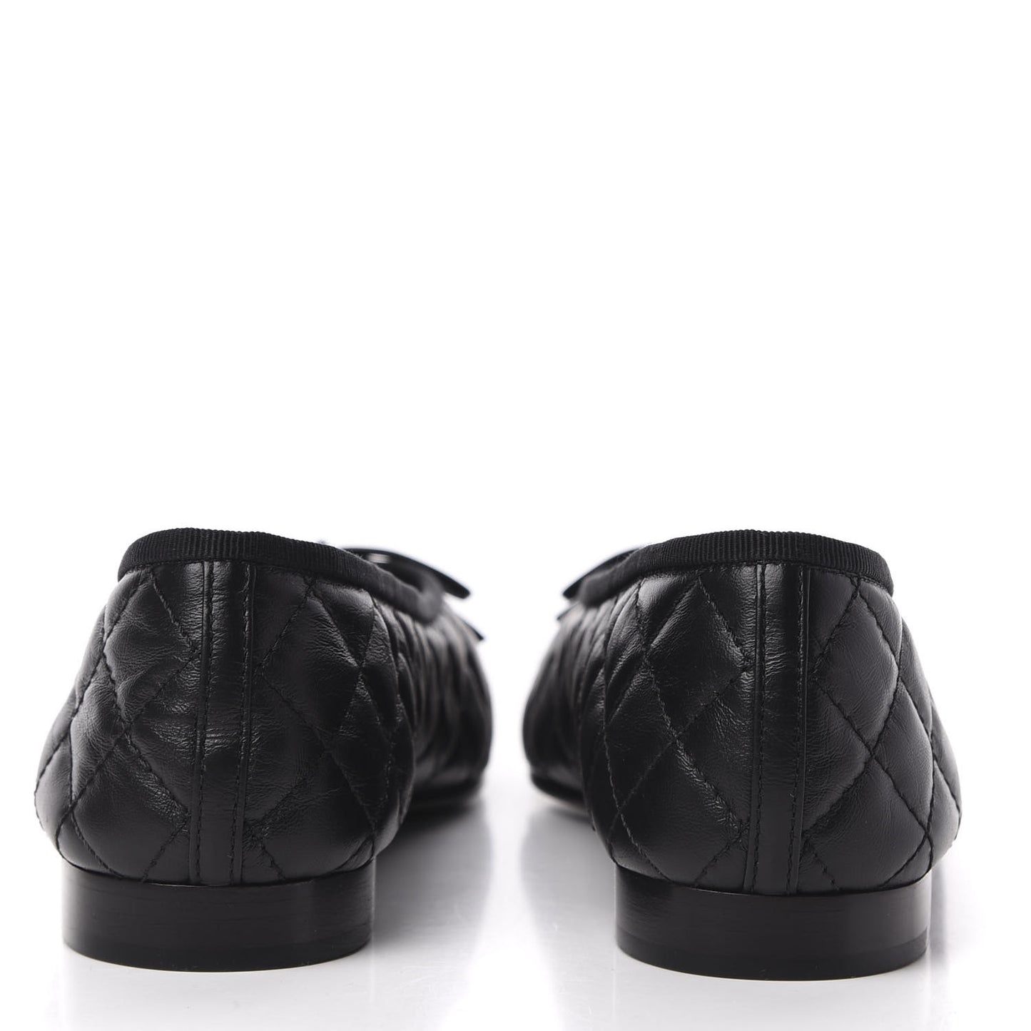 Aged Calfskin Quilted CC Cap Toe Ballerina Flats 40.5 Black