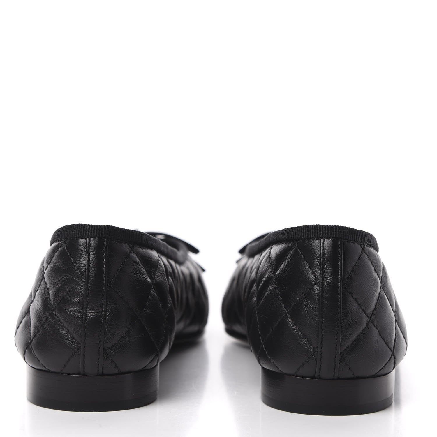 Chanel Aged Calfskin Quilted CC Cap Toe Ballerina Flats 40.5 Black 6 of 10