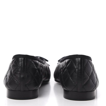 Chanel Aged Calfskin Quilted CC Cap Toe Ballerina Flats 40.5 Black 6 of 10