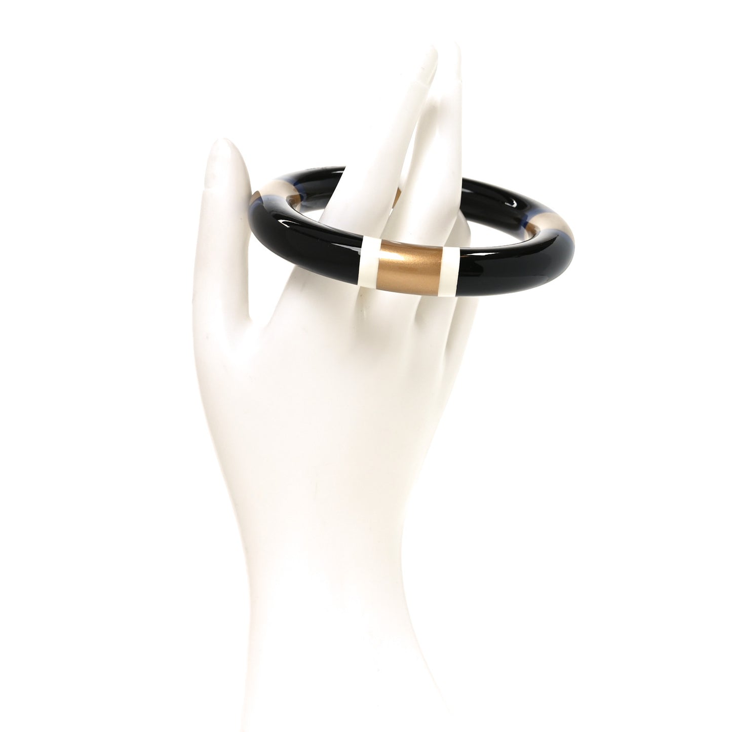 Lacquered Wood H Equipe GM Bangle Bracelet T3 Black Marine