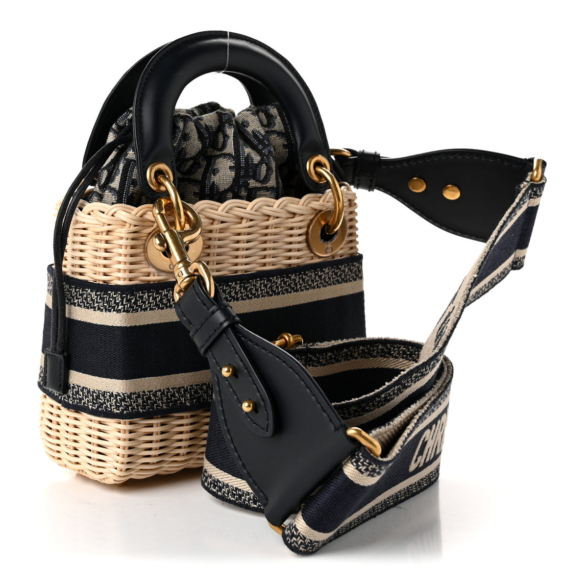 Christian Dior Wicker Oblique Mini Lady Dior Bag Blue 3 of 9