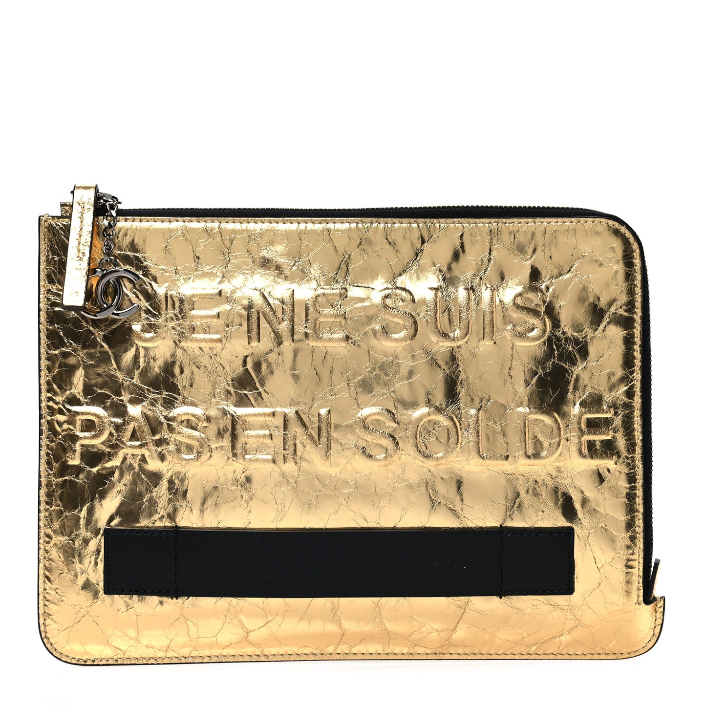 Metallic Lambskin Medium Je Ne Suis Pas En Solde Pouch Clutch Gold