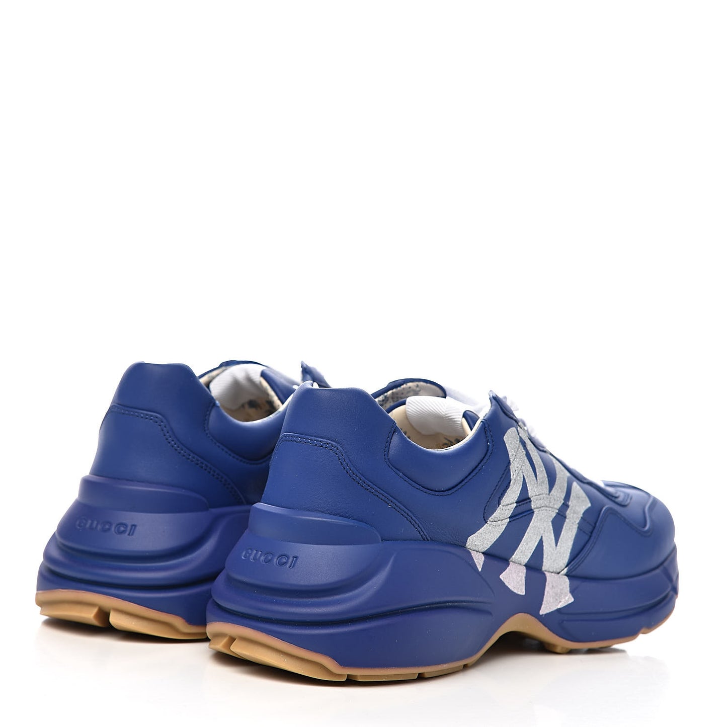 X MLB Calfskin NY Yankees Mens Rhyton Sneakers 9 Electric Blue