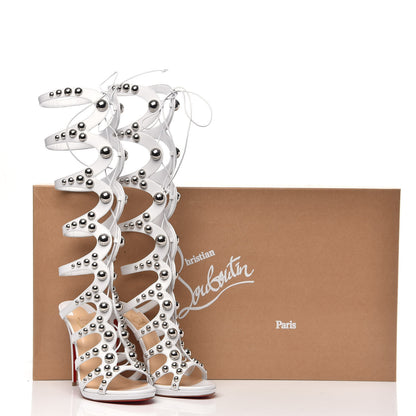 Christian Louboutin Kid Amazoutiful 120 Lace Up Sandals 38.5 Latte Silver 7 of 7