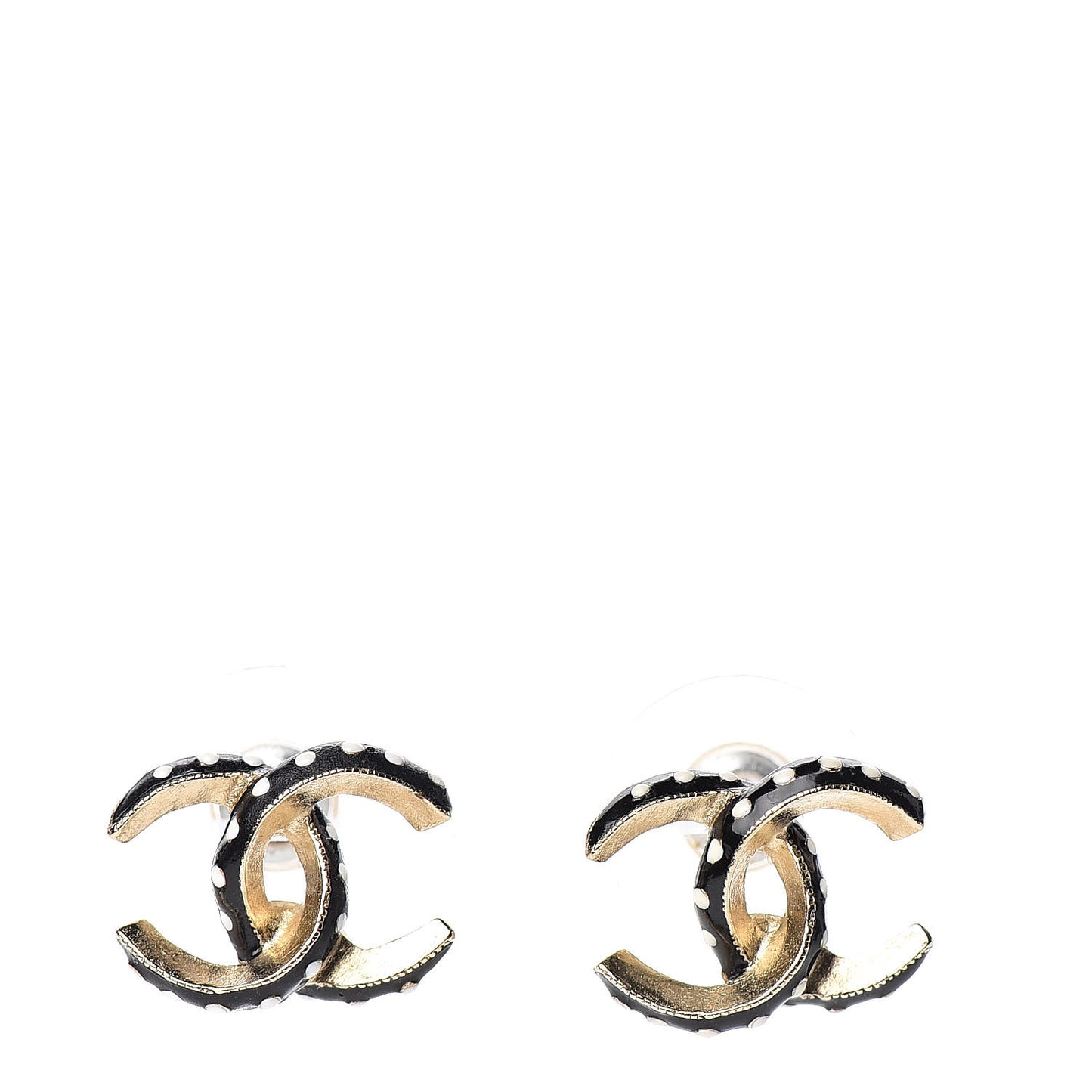 Enamel CC Earrings Gold Black