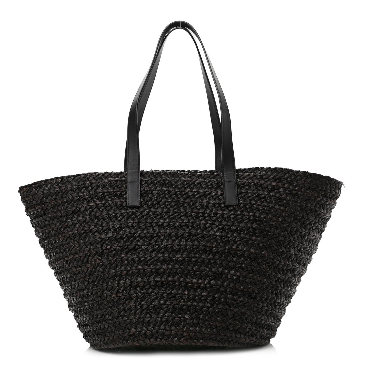 Raffia Medium Panier Bag Black