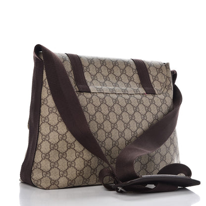Gucci GG Plus Monogram Large Double Buckle Flap Messenger Bag Beige Dark Brown 3 of 9