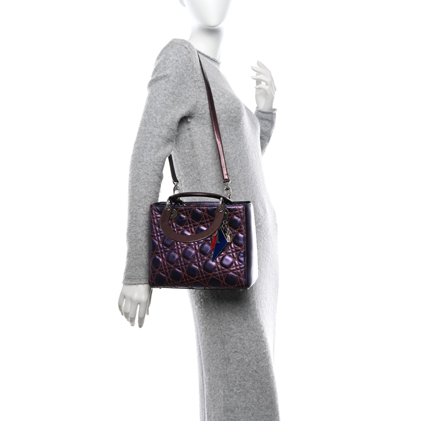 Metallic Lambskin Cannage Medium Anselm Reyle Lady Dior Purple Orange