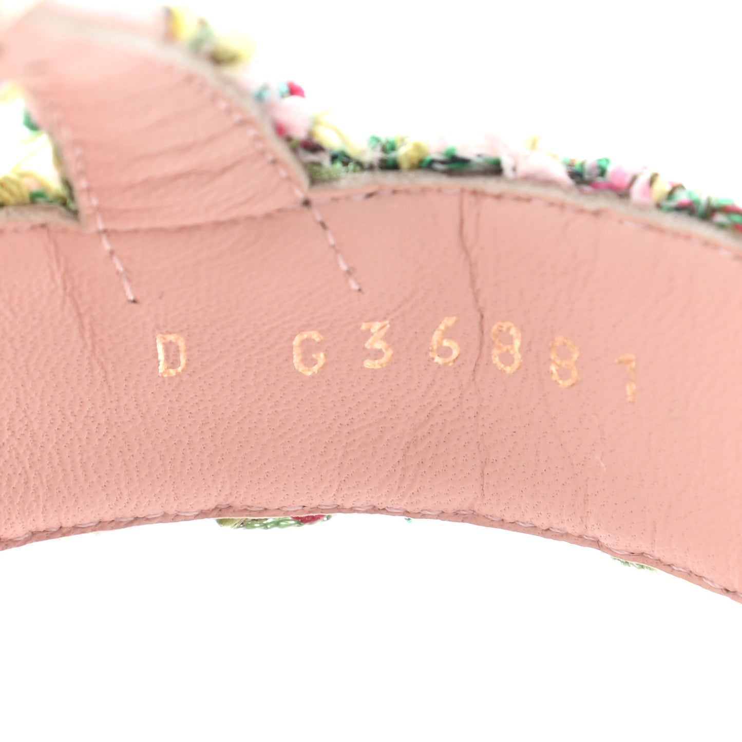 Tweed CC Logo Thong Sandals 37.5 Green Pink White