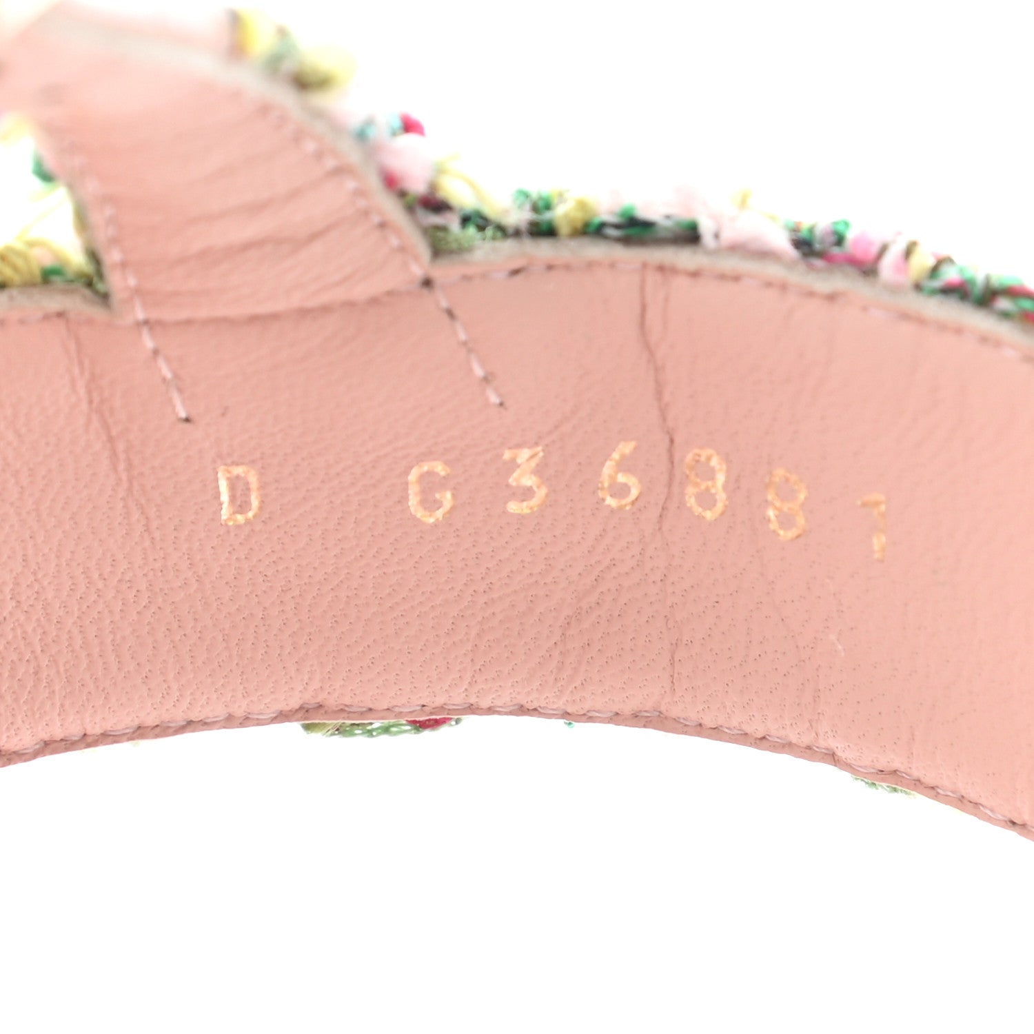 Chanel Tweed CC Logo Thong Sandals 37.5 Green Pink White 7 of 9