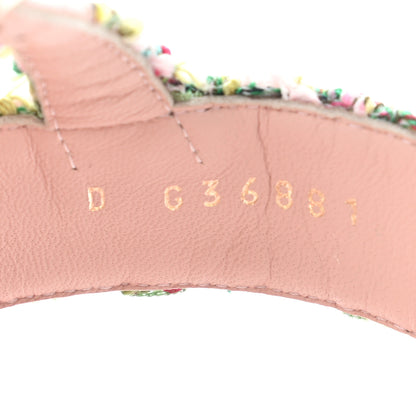 Chanel Tweed CC Logo Thong Sandals 37.5 Green Pink White 7 of 9