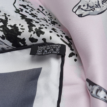 Hermes Silk Guepards Scarf 90 Gris Fonce White Rose Pale 4 of 4