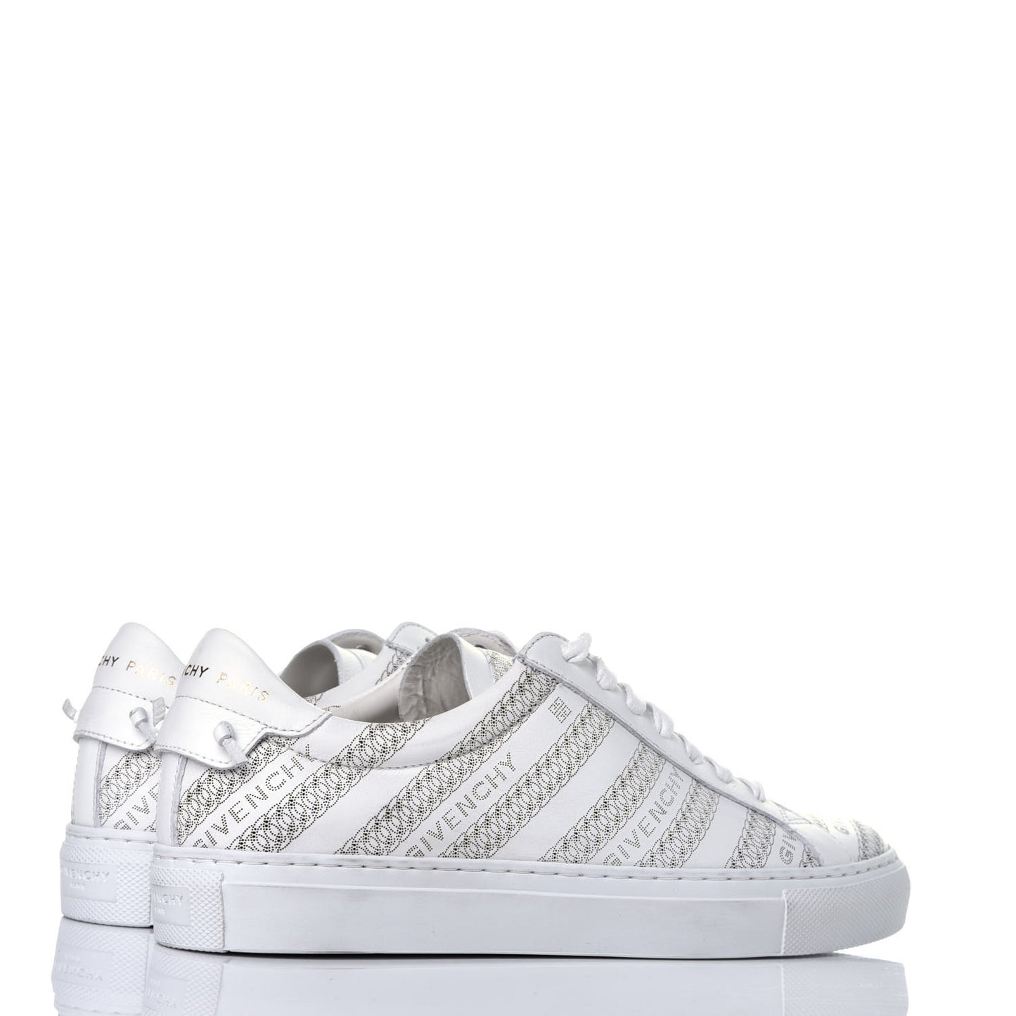 Calfskin Logo Chain Print Womens Urban Street Sneakers 36.5 White