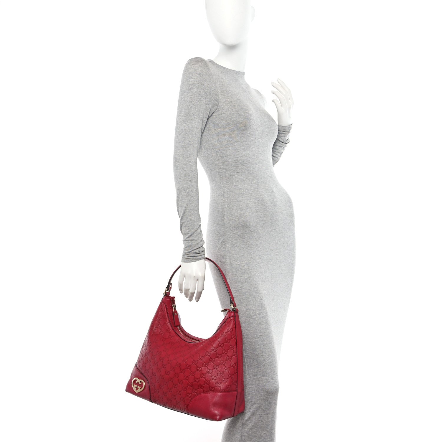 Gucci Guccissima Medium Lovely Heart Hobo Red 2 of 10