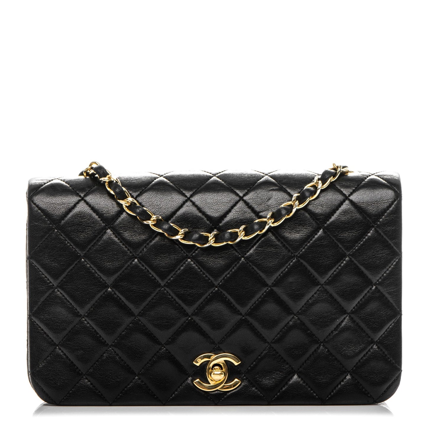 Lambskin Quilted Small Single Flap Black