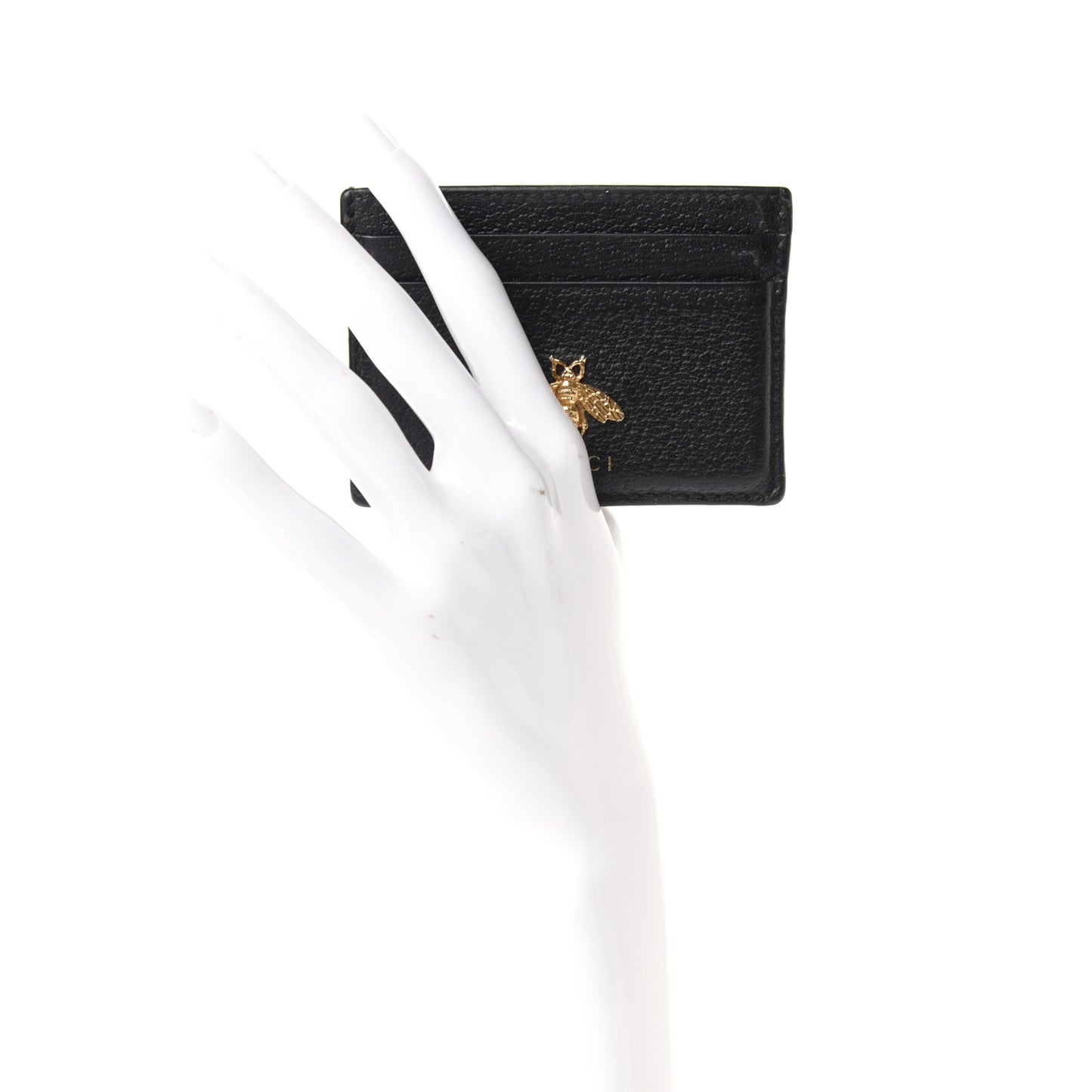 Pebbled Calfskin Animalier Card Holder Black