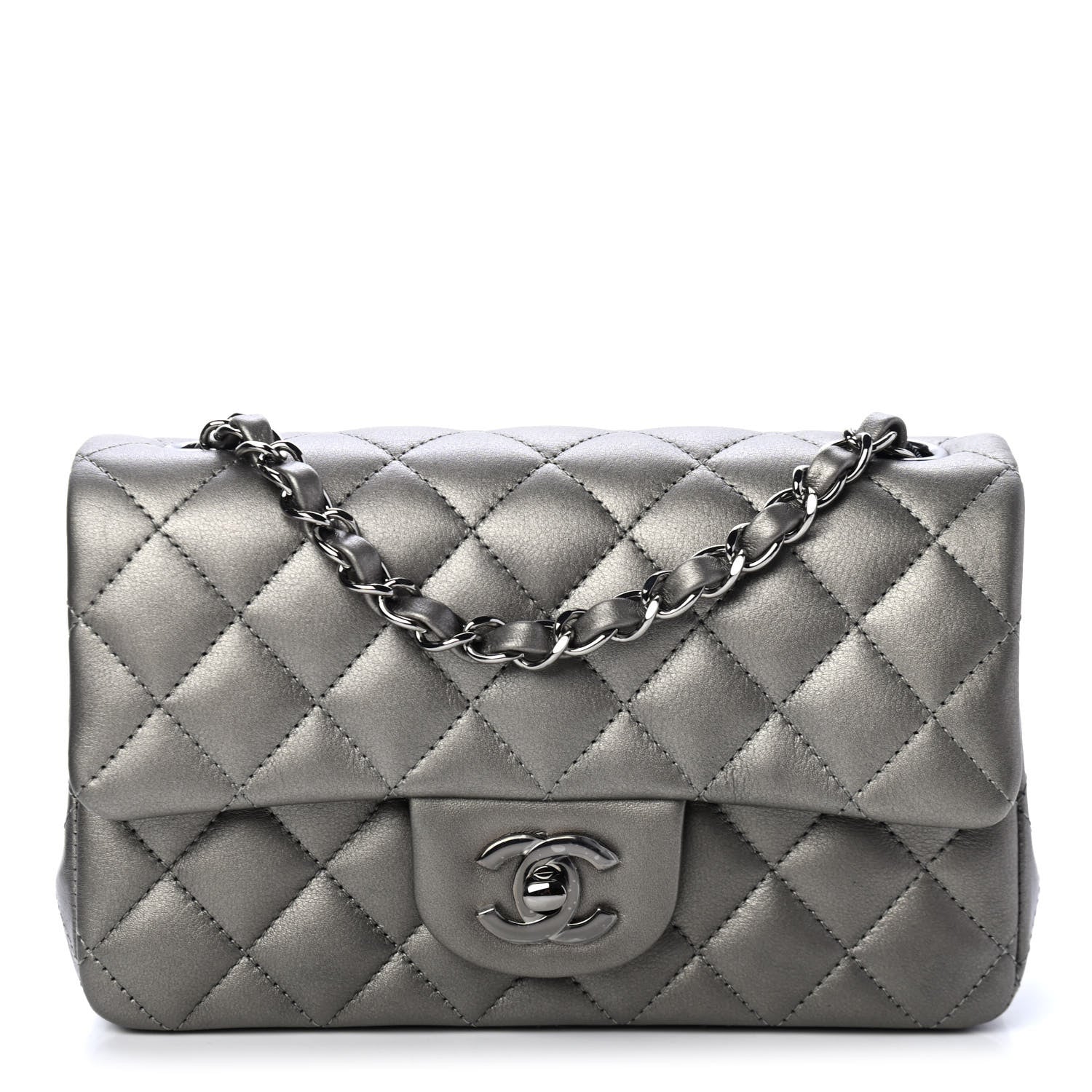 Chanel Metallic Calfskin Quilted Mini Rectangular Flap Ruthenium 1 of 4