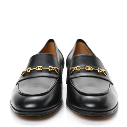Gucci Jakarta Calfskin Womens Interlocking G Horsebit Loafers 37.5 Black 2 of 9