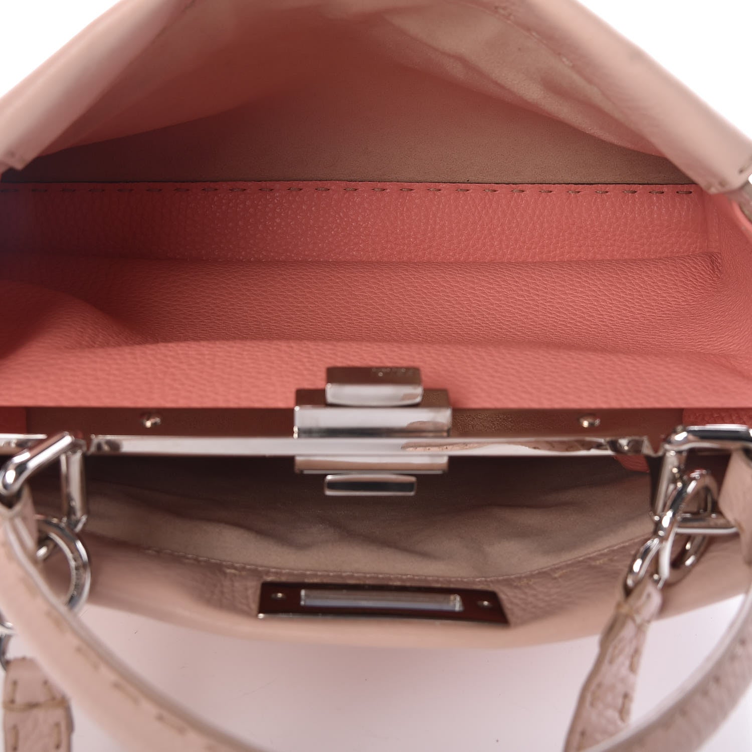 Fendi Cuoio Romano Selleria Bi-Color Medium Peekaboo Iconic Satchel Rosa Plaster Pesca 6 of 16