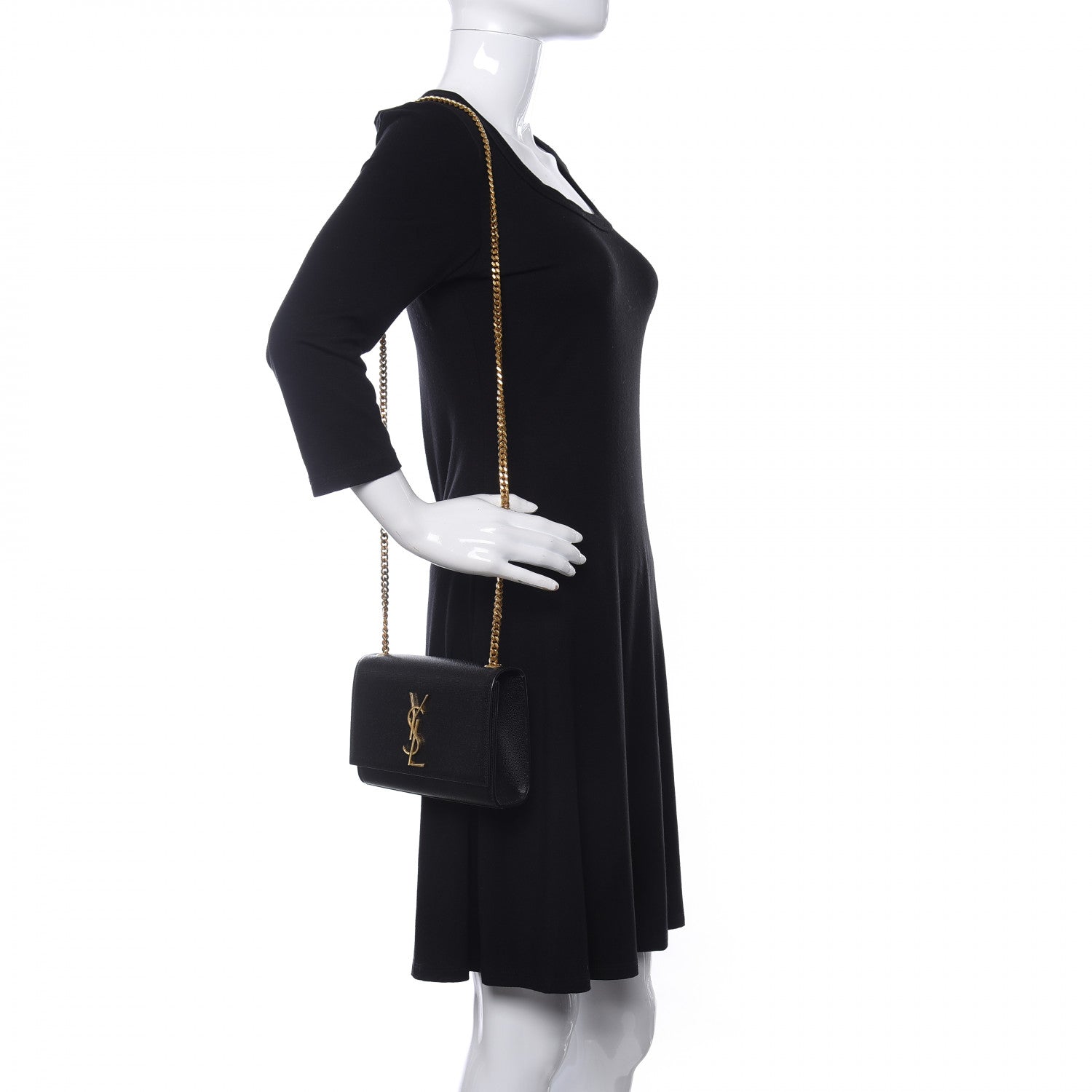 Saint Laurent Grain De Poudre Small Monogram Kate Satchel Black 2 of 10
