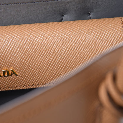Prada Saffiano Cuir Bi-Color Medium Double Bag Caramel Marmo 11 of 11