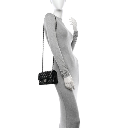 Chanel Patent Calfskin Quilted Mini Rectangular Flap Black 2 of 9