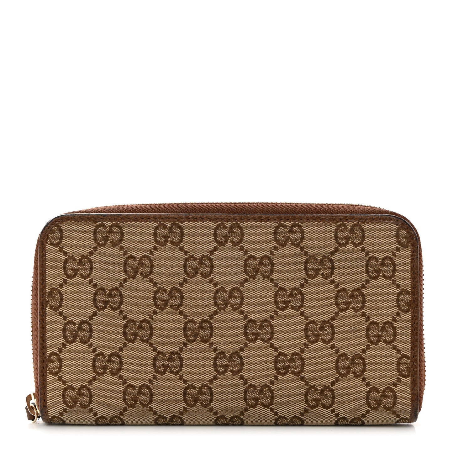 Monogram Dollar Calfskin Zip Around Wallet Beige Ebony Tabacco