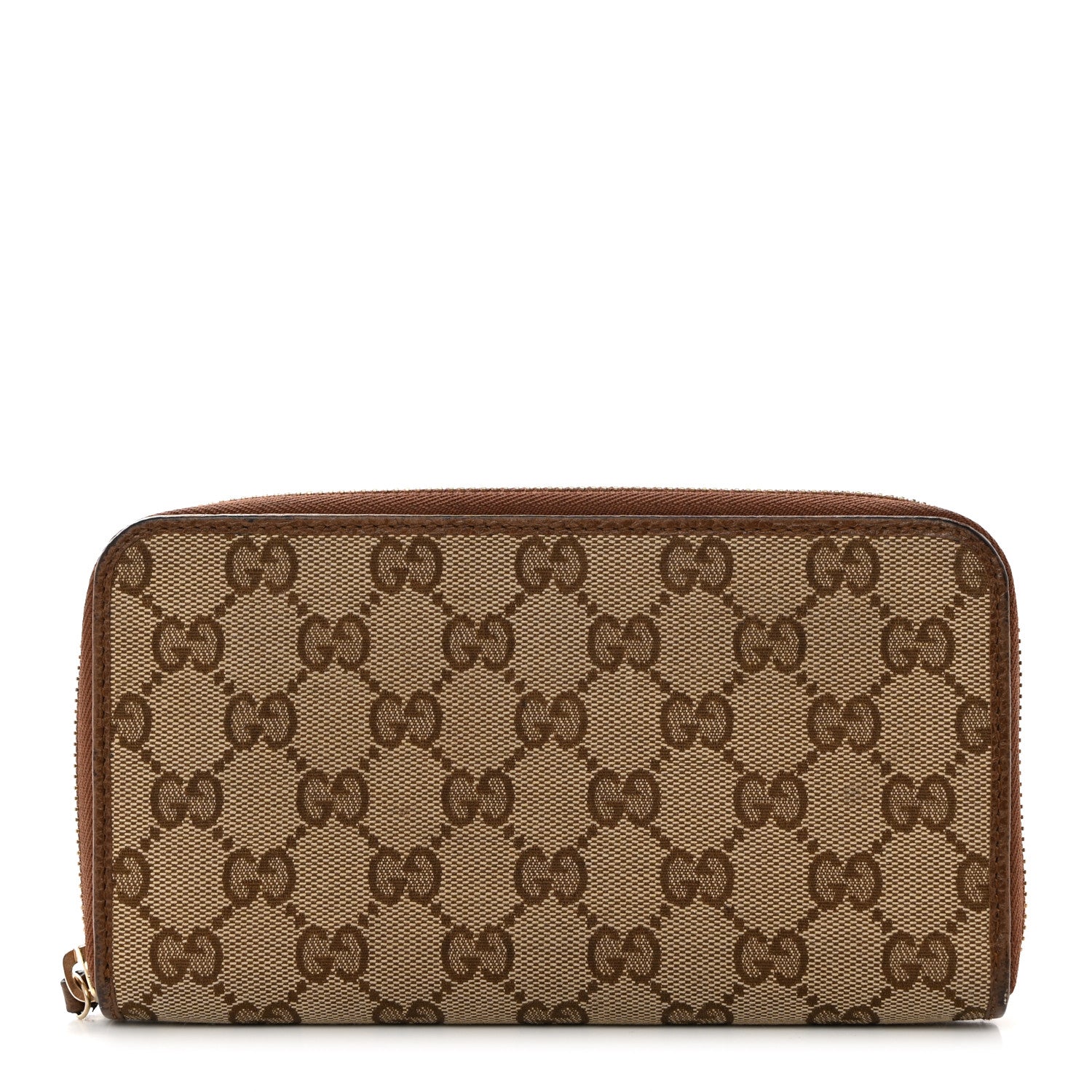 Gucci Monogram Dollar Calfskin Zip Around Wallet Beige Ebony Tabacco 1 of 8