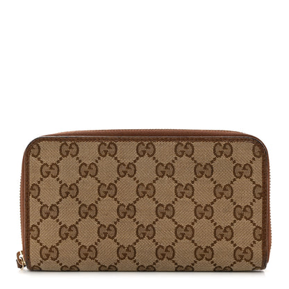 Gucci Monogram Dollar Calfskin Zip Around Wallet Beige Ebony Tabacco 1 of 8