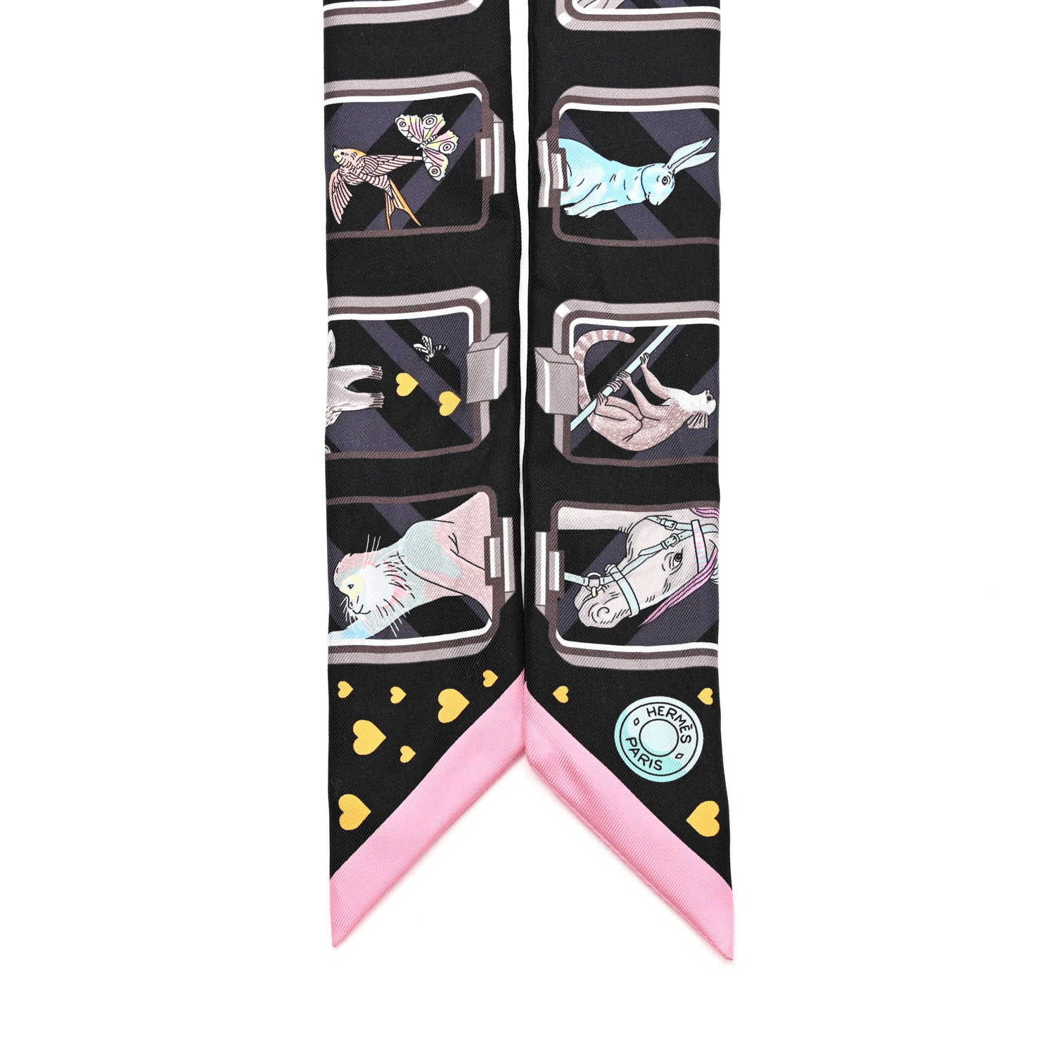 Hermes Silk Story Twilly Black Rose Gris 2 of 4