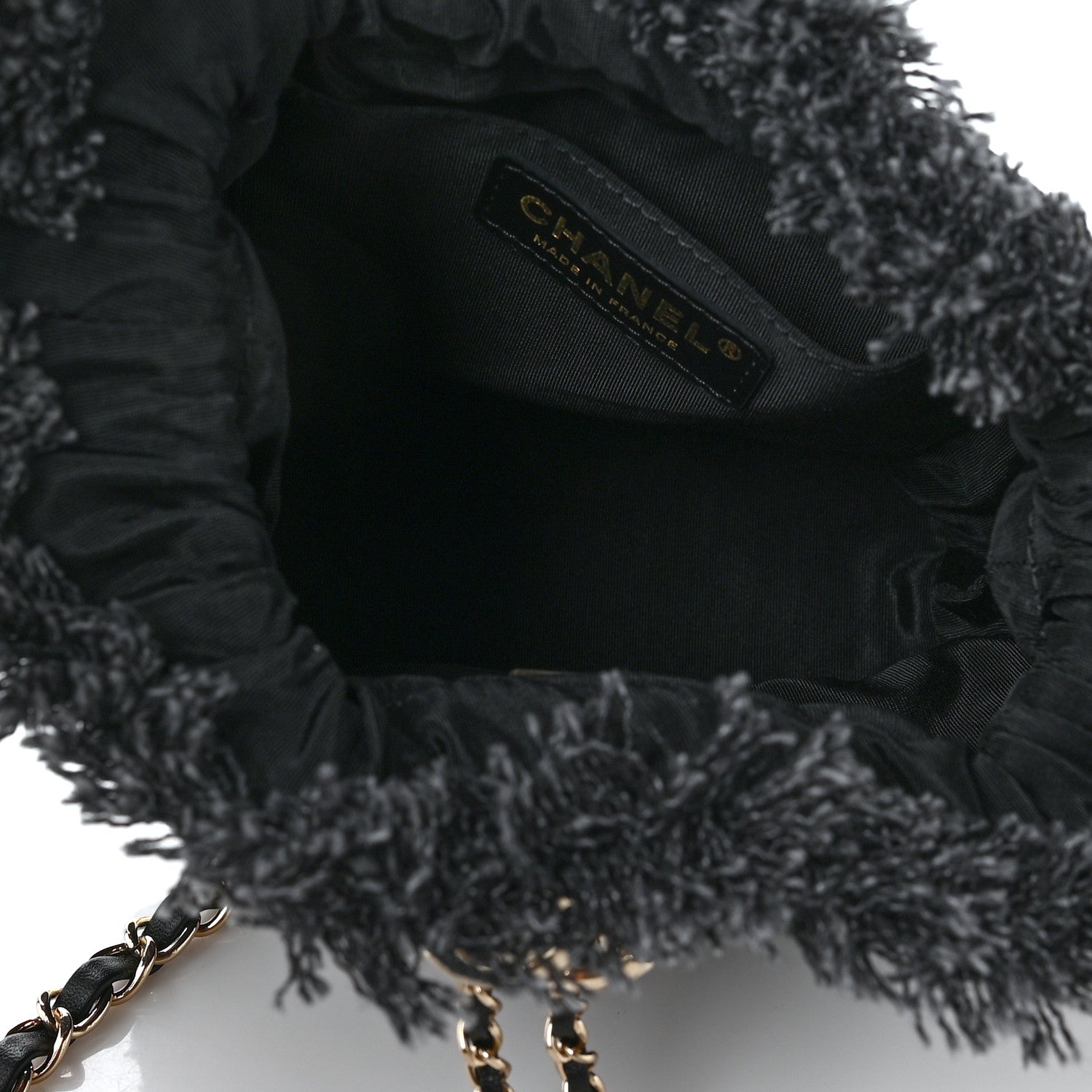 Chanel Denim Quilted Mood Bucket With Chain Black Multicolor 5 of 9