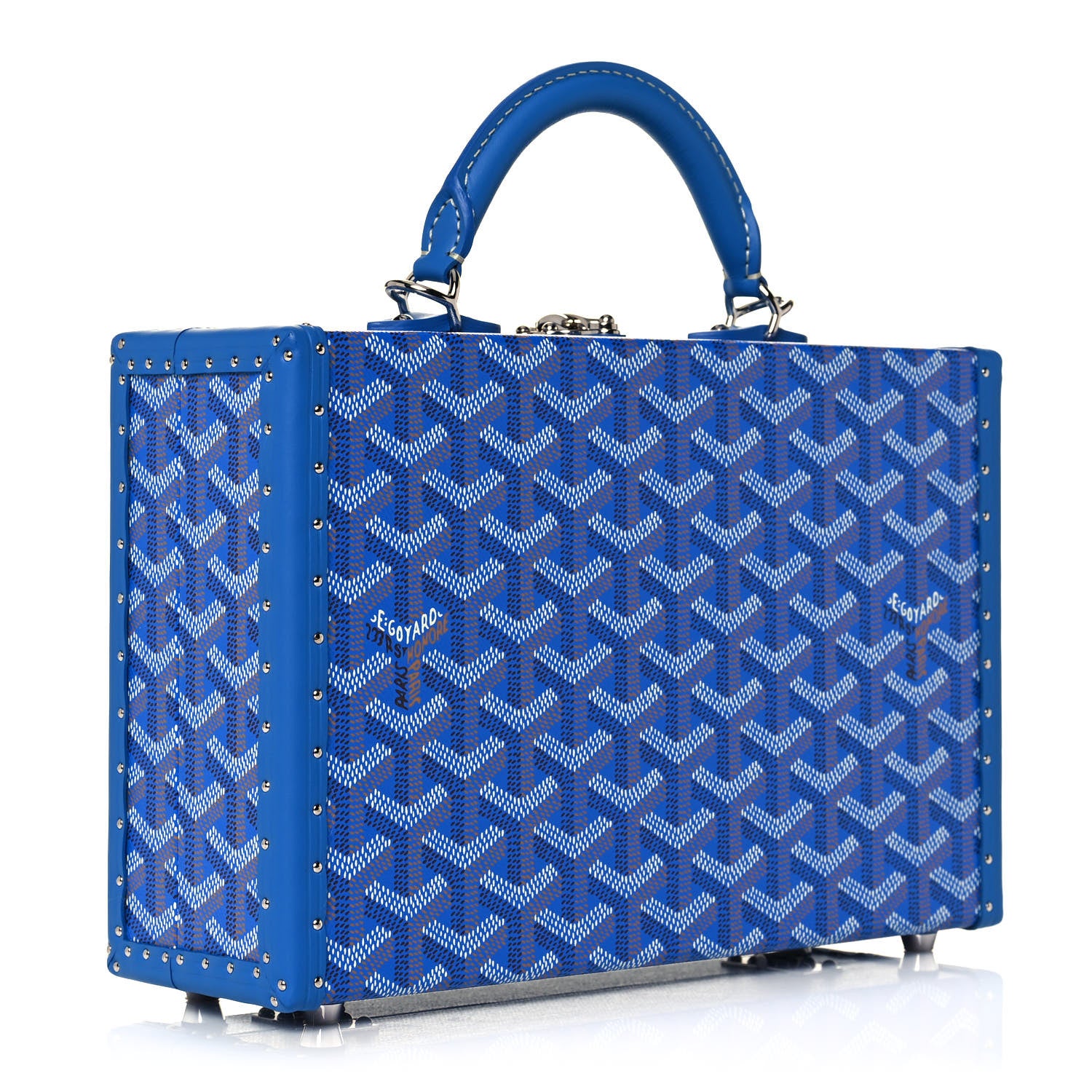 Goyard ゴヤール グランドホテル トランクバッグ　ネイビーブルー Goyard Goyardine Grand Hotel Trunk Sky Blue 1024887 – FASHIONPHILE