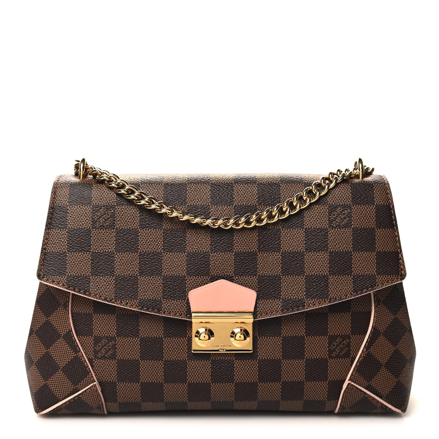 Louis Vuitton Damier Ebene Caissa Clutch Rose Ballerine 1 of 9