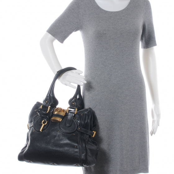 Leather Paddington Tote Black