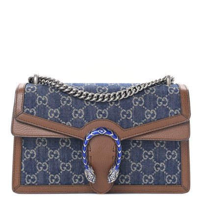 Gucci New Denim GG Monogram Dollar Calfskin Enamel Small Dionysus Shoulder Bag Blue Tea Cuir Epilog Electric Blue 1 of 9
