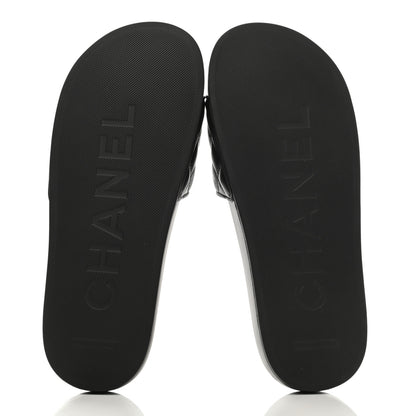 Chanel Lambskin Quilted CC Mules Sandals 37 Black 5 of 8