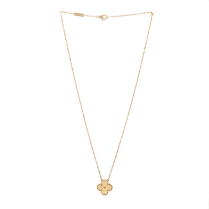 Van Cleef & Arpels 18K Yellow Gold Guilloche Vintage Alhambra Pendant Necklace 3 of 5