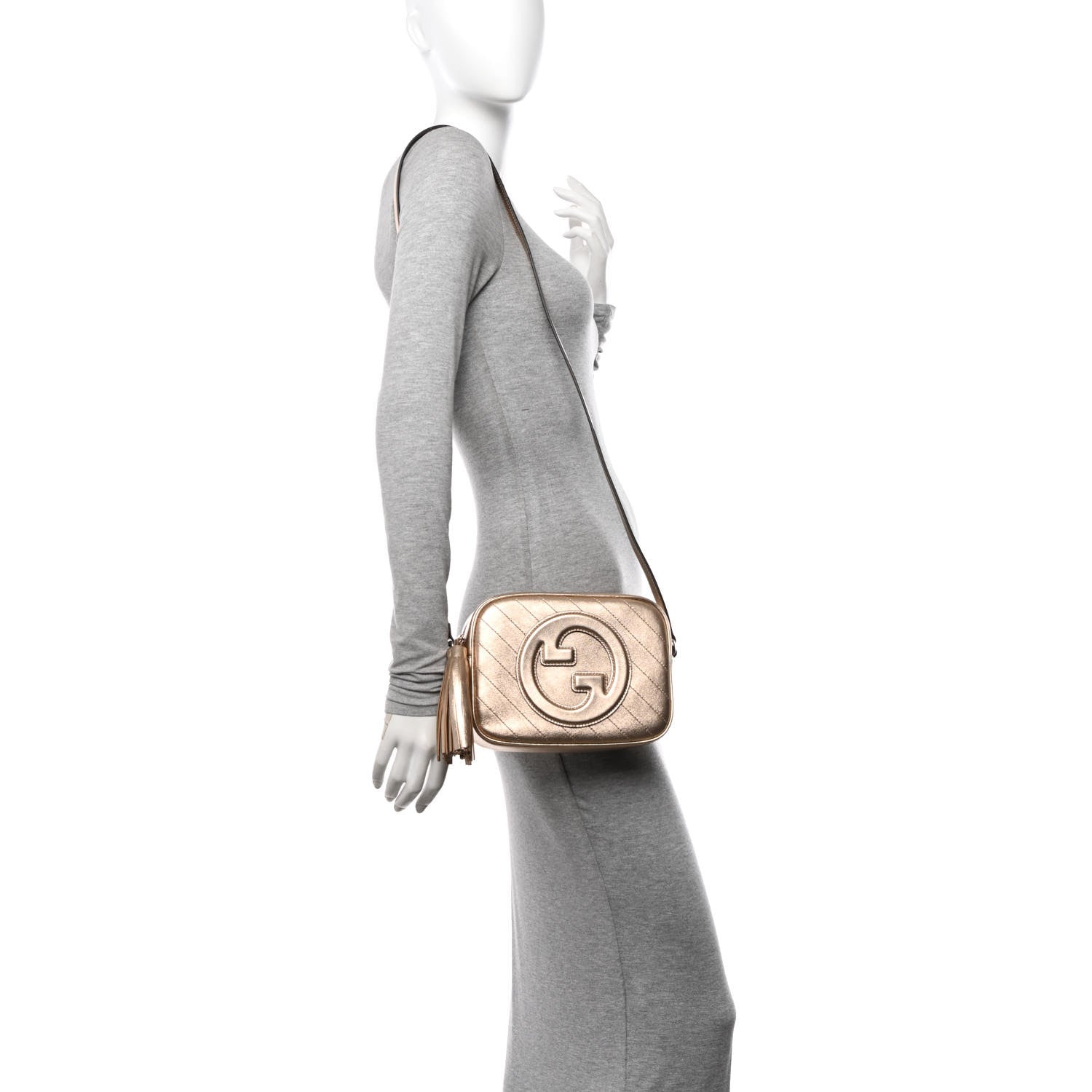 Gucci Metallic Sakai Be Green Calfskin Diagonal Stitched Small Blondie Shoulder Bag Gold 2 of 10