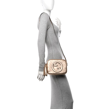 Gucci Metallic Sakai Be Green Calfskin Diagonal Stitched Small Blondie Shoulder Bag Gold 2 of 10