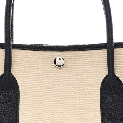 Hermes Chevron Herringbone Toile Negonda Garden Party 36 PM Tote Nata Bleu Indigo 8 of 10