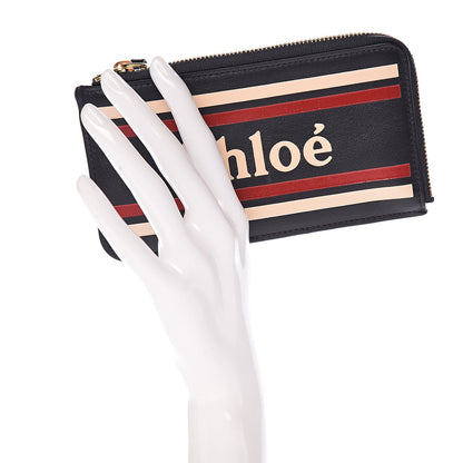 Chloe Calfskin Logo Vick Zip Card Case Full Blue 2 of 8