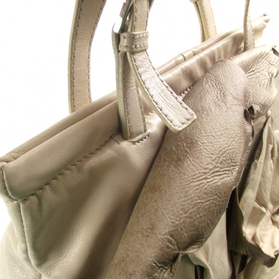 Leather Petale Hobo Beige