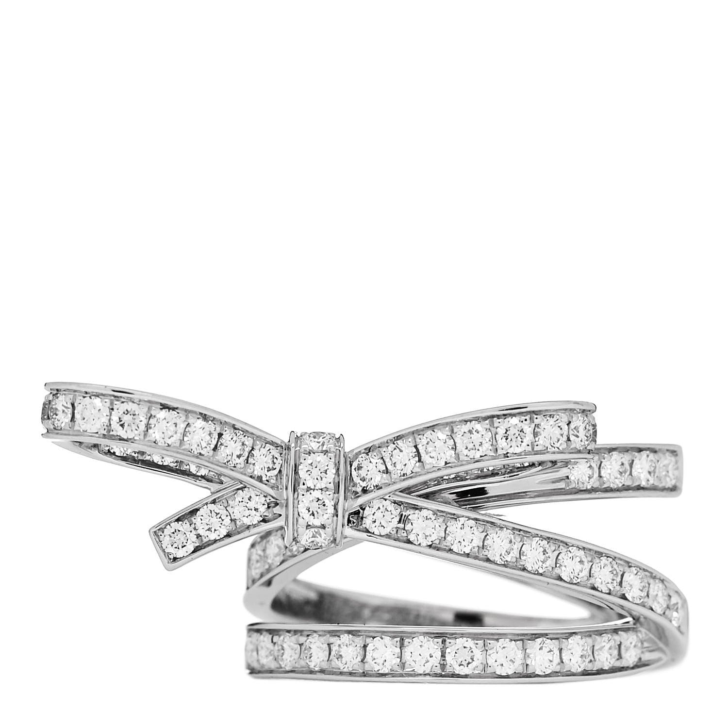 Chanel 18K White Gold Diamond Ruban Split Ring 49 5 1 of 5
