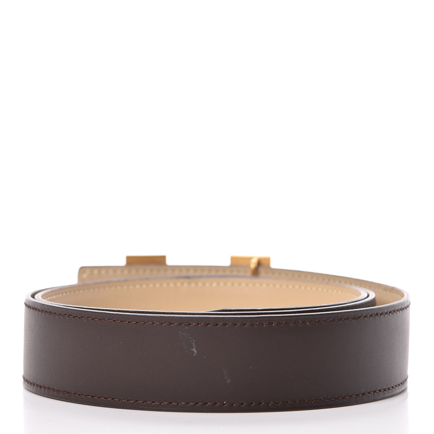 Hermes Chamonix Swift Strie 32mm H Belt 90 Chocolate Parchemin 3 of 9