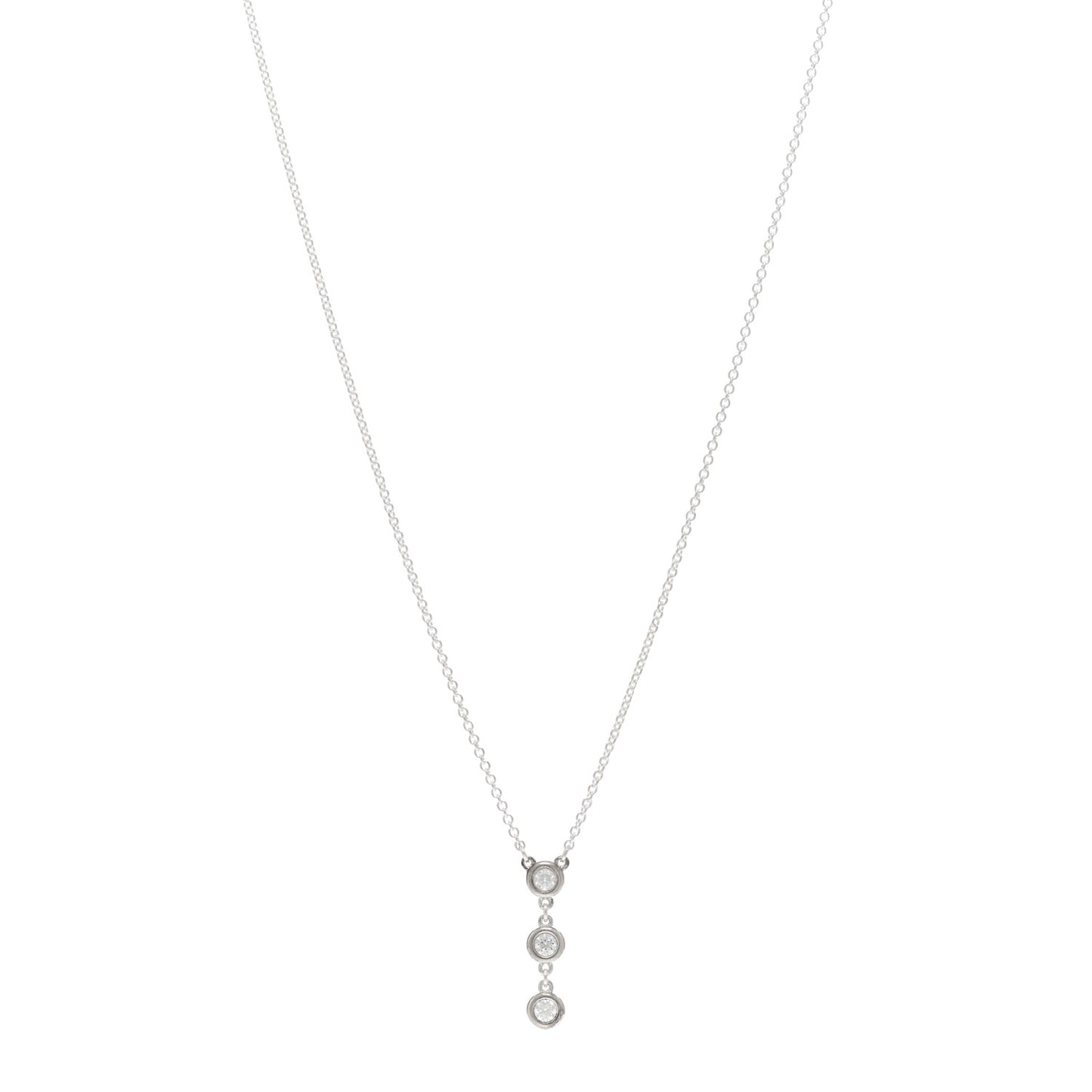 Sterling Silver Diamond .15ctw Elsa Peretti Diamonds by the Yard Drop Pendant Necklace